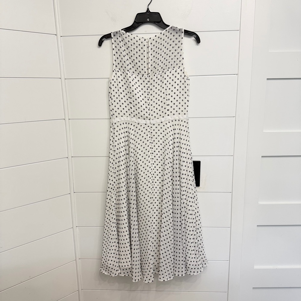 Hobbs Della Polka Dot Midi Dress Ivory Black Sleeveless Fit & Flare 36273 - Picture 3 of 12